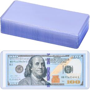 25 Pack Dollar Bill Sleeves, Transparent Currency PVC Holders, Top-Insert Bill Display Protectors for Regular Bills Cash Money Banknotes and Stamps, 6.8 x 2.9 Inches