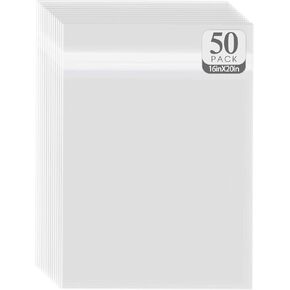 Golden State Art, Pack of 50 16 3/8x20 1/8 Crystal Clear Bag