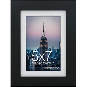 Frame Amo 18x24 Black Picture Frame, White Mat with 11.5x17.5 opening for 12x18 Image, 1 Inch Border, Acrylic Face