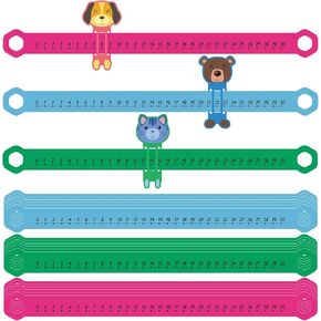 24 Pcs Slide and Learn Number Line 16.5 x 1.5 Inch PVC Number Line for Student, 0 to 30 Math Number Line Animal Positive Integers Number Lines Childhood Education Materials for School (Bright Colors)