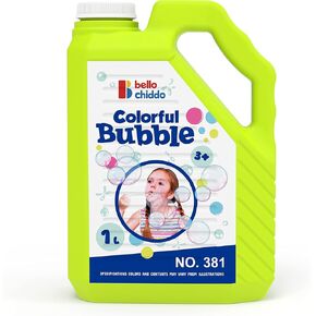 BELLOCHIDDO Bubble Solution Refill 1L/33.8 oz,Large Size for Bubble Guns,Wands,Blower,Bubble Machines,Bubble Toy for Ages 3+（Yellow）