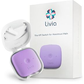 Livia Menstrual Pain Relief Device, Pink - The Off Switch for Period Pain - Portable Unit with Stick-on Pads for Period Cramps - Rechargeable - Up to 12 Hours Battery Life - Complete Kit