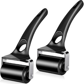 Frienda 2 Pcs 2 Inch Rubber Roller Black Rubber Brayer Rollers Ink Roller for Gluing Printing Inking Block Paper Crafting Press Printmaking Wallpaper Stamping Scrapbooks