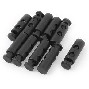 uxcell Spring Loaded 5.5mm Dia Dual Hole Cord Locks Stoppers Toggle 10Pcs Black
