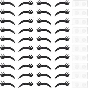 FINGERINSPIRE 20 Sets Eyelashes Patches 10 Styles Black Eyelash Applique Patches with Stickers Felt Cloth Eyelashes Craft Supplies Applique Patches Sewing Craft Decoration for DIY Clothes Decoration