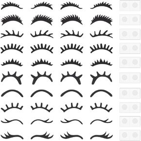FINGERINSPIRE 20 Sets Eyelashes Patches 10 Styles Black Eyelash Applique Patches with Stickers Felt Cloth Eyelashes Craft Supplies Applique Patches Sewing Craft Decoration for DIY Clothes Decoration