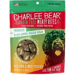 Charlee Bear Meaty Bites Dog Treats, Beef Liver & Apples, 2.5oz