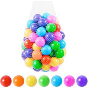 Colorful Ball Pit Balls 100pcs for Kids, BPA & Phthalate Free, Crush Proof and Non-Toxic, Plastic Balls for Ball Pit with Reusable Net Bag - Perfect for Play Tents & Parties