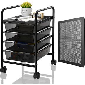 Metal 6 Tier Rolling Cart with 6 Drawers,1 Table Top & 4 Wheels, Utility Grocery Craft Cart on Wheels for Classroom, Office, Bathroom, Kitchen, Bar, Home Storage and Organization, Dorm Room Essentials