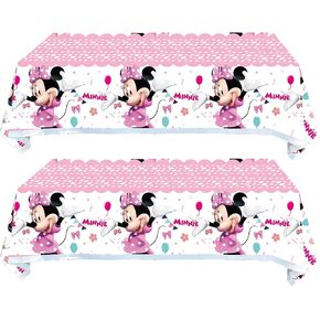 2Pcs Minnie Tablecloth for Minnie Table Cover Party Supplies Decorations (70in x 42in)