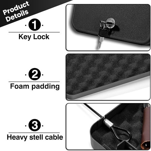 Car Portable Gun Safe for Handgun and Valuables, Pistol Safe, Handgun Lock Box for Car, 9.4" x6.6" x1.8",Black in Saudi Arabia