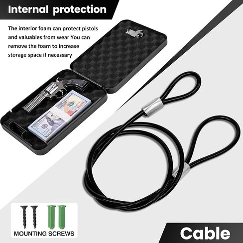 Car Portable Gun Safe for Handgun and Valuables, Pistol Safe, Handgun Lock Box for Car, 9.4" x6.6" x1.8",Black in Saudi Arabia