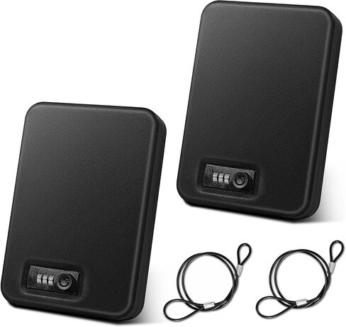 Car Portable Gun Safe for Handgun and Valuables, Pistol Safe, Handgun Lock Box for Car, 9.4" x6.6" x1.8",Black in Kuwait