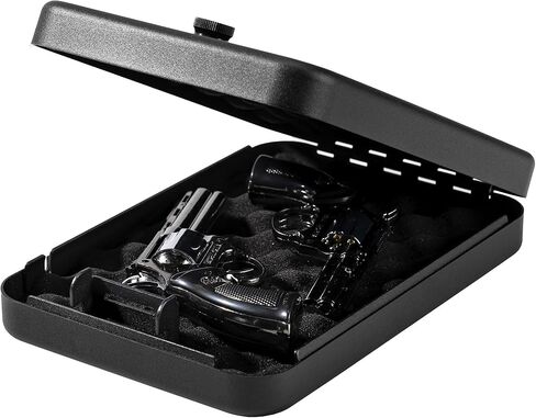 Car Portable Gun Safe for Handgun and Valuables, Pistol Safe, Handgun Lock Box for Car, 9.4" x6.6" x1.8",Black in Kuwait