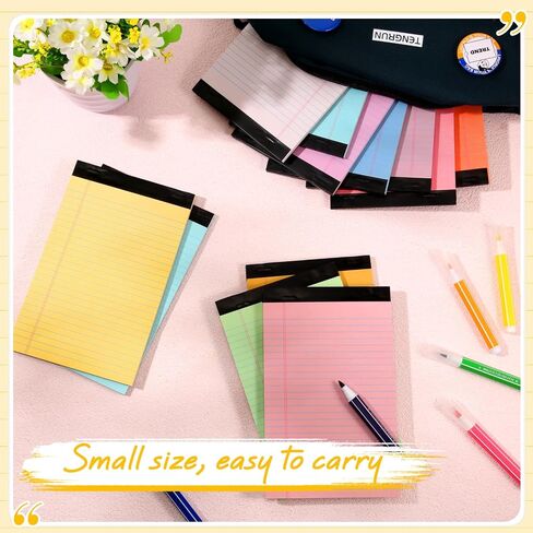 Fuutreo 12 Pcs 5" x 8" Legal Pad Writing Notepads 50 Sheets Small Legal Pad Narrow Ruled Multiple Color Lined Paper for School College Office Supplies Work (Macaron Colors) in Kuwait