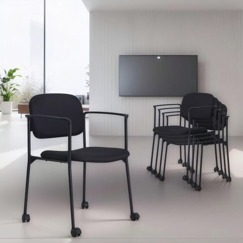 Stackable Reception Guest Visitor Office Meeting Conference Chair with Arms and Wheels in Kuwait
