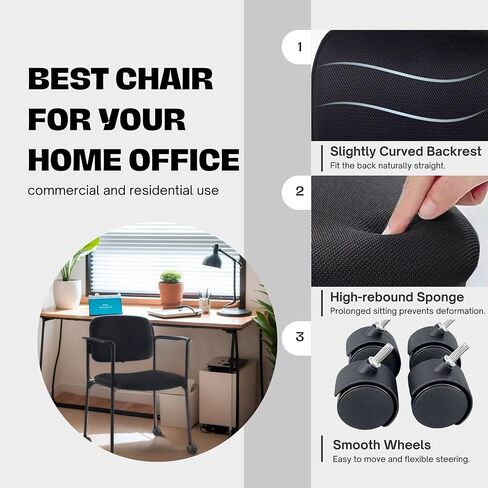 Stackable Reception Guest Visitor Office Meeting Conference Chair with Arms and Wheels in Kuwait