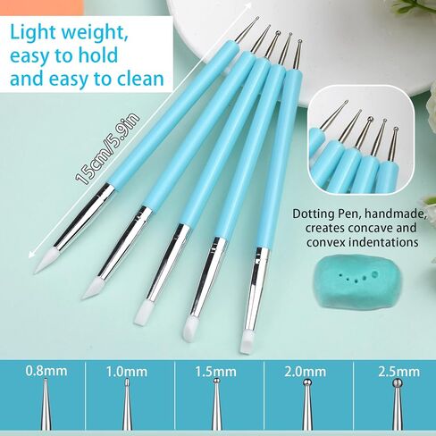 Silicone Sculpting Tools, Pottery Tools, Clay Tools, Clay Sculpting Tools, Clay Tools Sculpting with 15 PCS Modeling Dotting Tool, Embossing Tool for Modeling, Nail, Painting in Saudi Arabia
