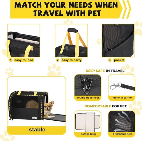 19 x 13 x 9 TSA Approved pet Carrier for cat and Small Dog up to 12-15 lbs,Turn Down to Putted underseat for Southwest Allegiant and Other Airlines Have 9'' or 9.5'' Height Space in Saudi Arabia