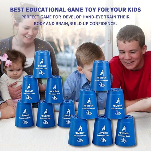 Stacking Cups, Quick Stack Cups Game with 12 PCS Stacking Cups & Durable Carry Bag, Classic Stacking Games for Kids Adults Family(Red) in Saudi Arabia