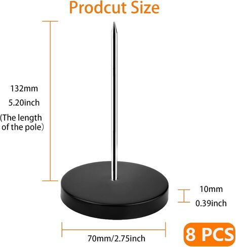 8 PCS Desk Receipt Holder Stainless Steel Receipt Spike 5.5 Inch Check Spindle Black Ticket Stabber for Restaurant (Black) in Saudi Arabia