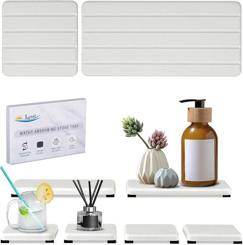 6PCS Fast Drying Diatomite Stone Sink Tray, Stone Drying Tray for Bathroom Counter, Stone Soap Tray for Kitchen Sink, Water Absorbing Coasters, Diatomite Soap Dish, Water Absorbing Stone Tray for Sink in Saudi Arabia