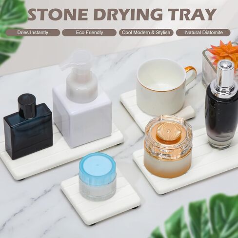 6PCS Fast Drying Diatomite Stone Sink Tray, Stone Drying Tray for Bathroom Counter, Stone Soap Tray for Kitchen Sink, Water Absorbing Coasters, Diatomite Soap Dish, Water Absorbing Stone Tray for Sink in Saudi Arabia