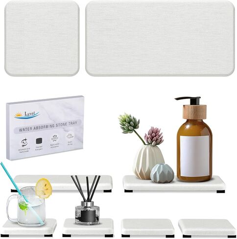 6PCS Fast Drying Diatomite Stone Sink Tray, Stone Drying Tray for Bathroom Counter, Stone Soap Tray for Kitchen Sink, Water Absorbing Coasters, Diatomite Soap Dish, Water Absorbing Stone Tray for Sink in Saudi Arabia
