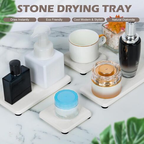6PCS Fast Drying Diatomite Stone Sink Tray, Stone Drying Tray for Bathroom Counter, Stone Soap Tray for Kitchen Sink, Water Absorbing Coasters, Diatomite Soap Dish, Water Absorbing Stone Tray for Sink in Saudi Arabia