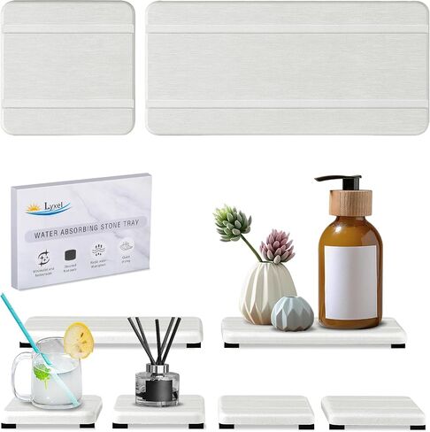 6PCS Fast Drying Diatomite Stone Sink Tray, Stone Drying Tray for Bathroom Counter, Stone Soap Tray for Kitchen Sink, Water Absorbing Coasters, Diatomite Soap Dish, Water Absorbing Stone Tray for Sink in Saudi Arabia