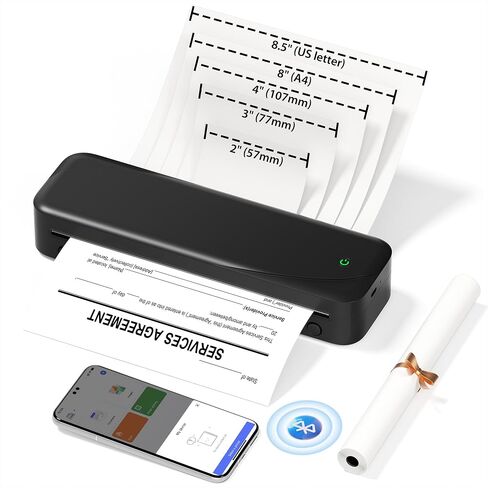 Portable Printer Wireless for Travel, Bluetooth Thermal Printer Support 8.5" X 11" US Letter & A4 Thermal Paper, Compatible with iOS, Android & Laptop for Office School Car (Black) in Saudi Arabia