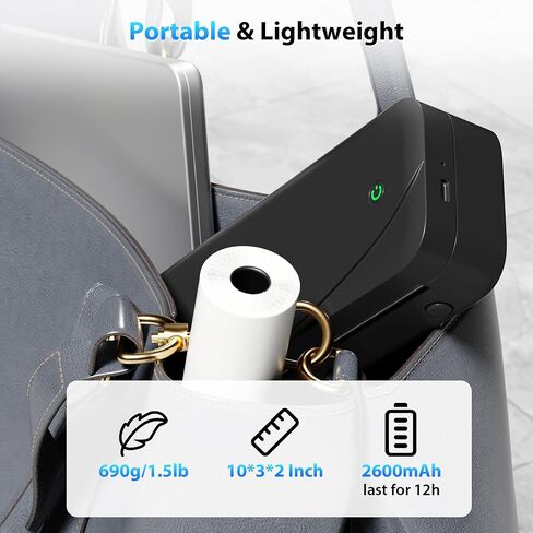 Portable Printer Wireless for Travel, Bluetooth Thermal Printer Support 8.5" X 11" US Letter & A4 Thermal Paper, Compatible with iOS, Android & Laptop for Office School Car (Black) in Saudi Arabia