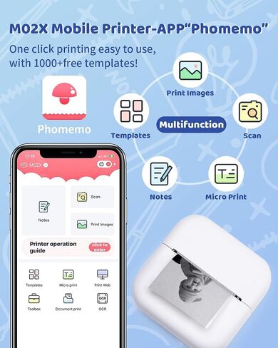 Phomemo Print Pods Mini Printer- Sticker Printer M02X Inkless Pocket Printer Blutooth Thermal Portable Sticker Maker Machine for Study, DIY Scrapbook, Photos, Green in Saudi Arabia