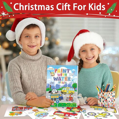 Paint with Water Coloring Books for Toddlers, Traffic Theme Mess Free Watercolor Painting Papers for Kids Water Color Paint Kit Art Craft Birthday Gift for Ages 1-3, 4-8 in Saudi Arabia