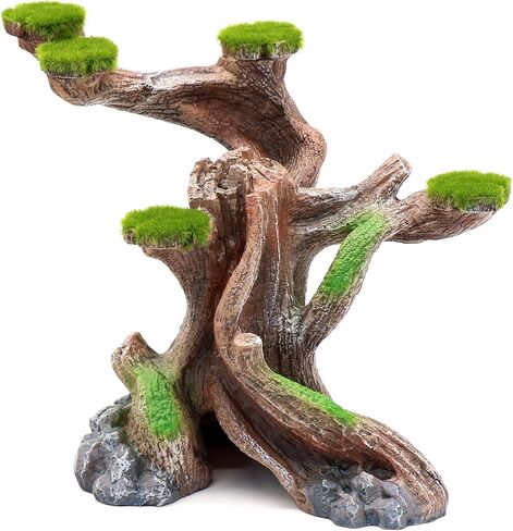 relaqcc Reptile Decor Aquarium Decorations Artificial Moss Resin Fish Tank Rocks Simulation Hollow Tree Leopard Gecko Trunk Accessories Aquarium View(Small) in Saudi Arabia
