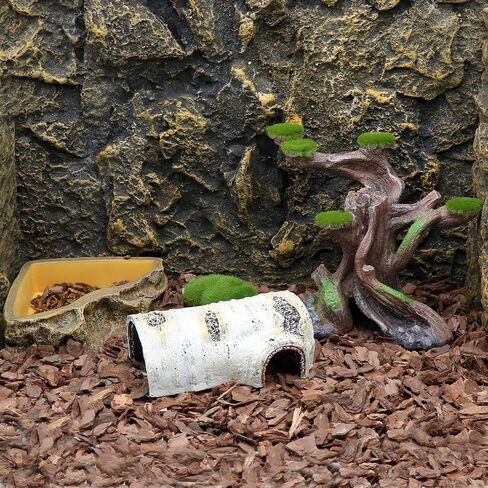 relaqcc Reptile Decor Aquarium Decorations Artificial Moss Resin Fish Tank Rocks Simulation Hollow Tree Leopard Gecko Trunk Accessories Aquarium View(Small) in Saudi Arabia