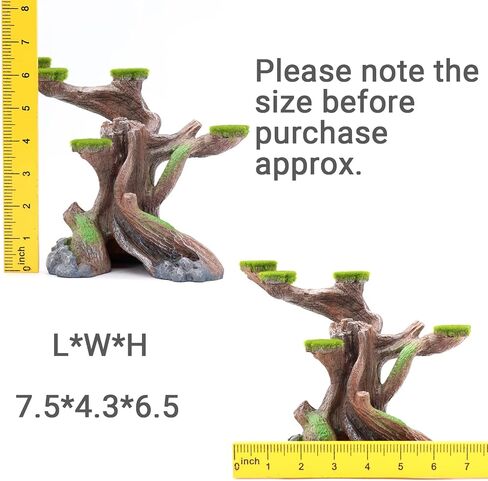 relaqcc Reptile Decor Aquarium Decorations Artificial Moss Resin Fish Tank Rocks Simulation Hollow Tree Leopard Gecko Trunk Accessories Aquarium View(Small) in Saudi Arabia
