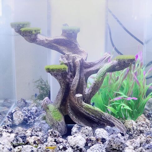 relaqcc Reptile Decor Aquarium Decorations Artificial Moss Resin Fish Tank Rocks Simulation Hollow Tree Leopard Gecko Trunk Accessories Aquarium View(Small) in Saudi Arabia