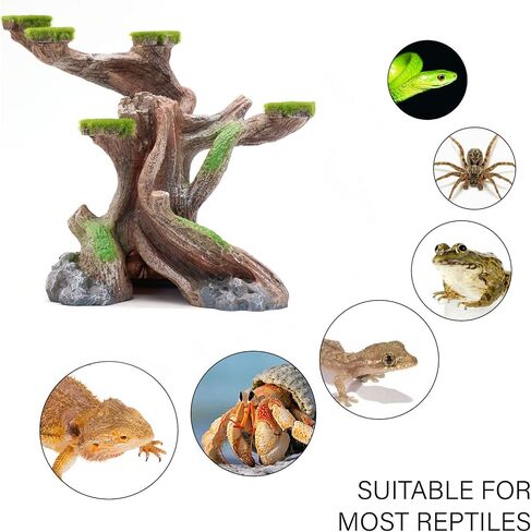 relaqcc Reptile Decor Aquarium Decorations Artificial Moss Resin Fish Tank Rocks Simulation Hollow Tree Leopard Gecko Trunk Accessories Aquarium View(Small) in Saudi Arabia