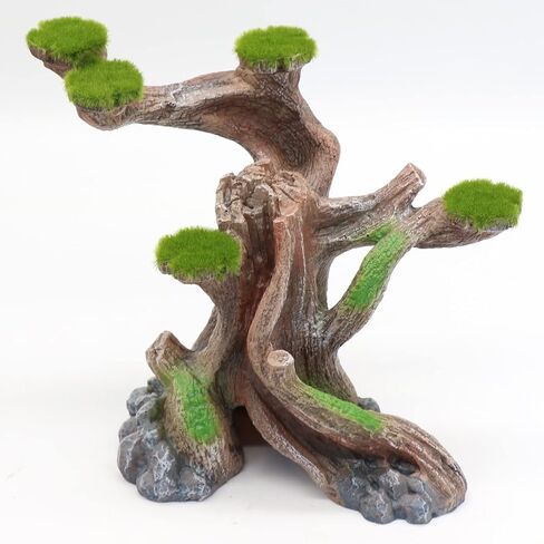 relaqcc Reptile Decor Aquarium Decorations Artificial Moss Resin Fish Tank Rocks Simulation Hollow Tree Leopard Gecko Trunk Accessories Aquarium View(Small) in Saudi Arabia