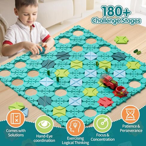 Logic Road Builder Kids Toys, Large Puzzle Stem Board Games for 4 5 6 7 Year Old Boys Girls, Educational Montessori Toys Birthday Gifts for Age 4-8 Year Old in Kuwait