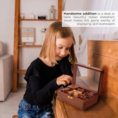 Ajuny Wooden Puzzles Box Set (6 Games) Brain Teaser for Teens & Adults, IQ Test Interlocking 3D Puzzles, Handcrafted Rustic Patio Decor, Unique Gift for Christmas and Birthdays in Kuwait