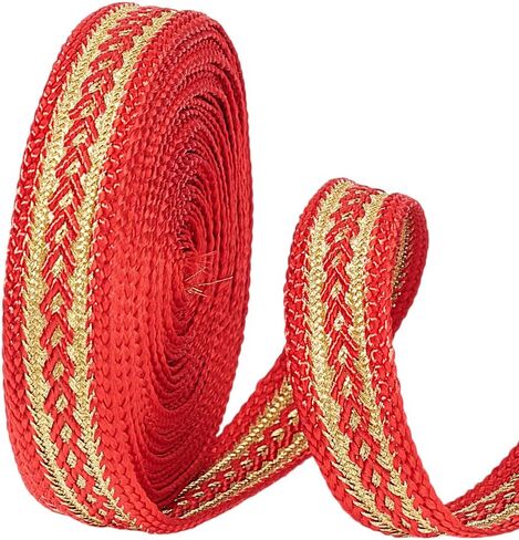 AHANDMAKER 5 Yards Polyester Gimp Braid Trim, 3/4 inch(19~20mm) Jacquard Ribbon Trim Boho Embroidered Lace Trim Vintage Woven Ribbon for Cloth DIY Crafts Sewing Jewelry Making Decor, Red in Saudi Arabia