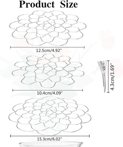 حامل ترتيب الزهور، BENOSPACE 3 قطع من الفولاذ المقاوم للصدأ شبكة زهور قابلة لإعادة الاستخدام مع 10 قطع مشبك ترتيب أسلاك الزهور الفضية لمزهرية سيقان الزهور باقة تثبيت النباتات لوازم أدوات الضفدع in Kuwait