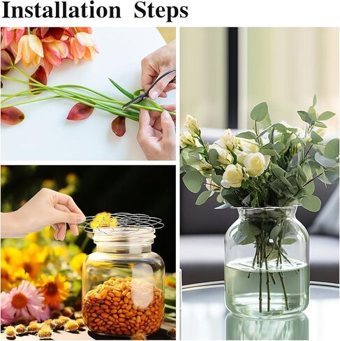 حامل ترتيب الزهور، BENOSPACE 3 قطع من الفولاذ المقاوم للصدأ شبكة زهور قابلة لإعادة الاستخدام مع 10 قطع مشبك ترتيب أسلاك الزهور الفضية لمزهرية سيقان الزهور باقة تثبيت النباتات لوازم أدوات الضفدع in Kuwait