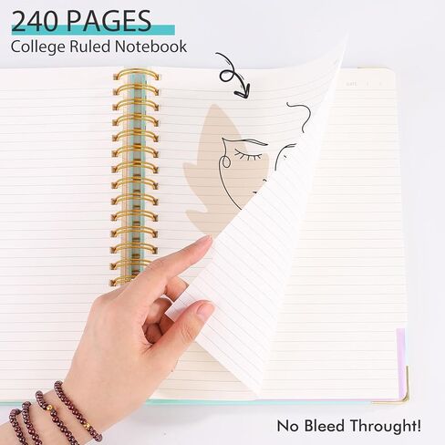 Huhuhero 5 Subject Notebook with Dividers, 240 Pages Pink Spiral Journal College Ruled, B5 Aesthetic Writing Journals for Women, Hardcover Notebooks for Work Note Taking, College Essentials in Saudi Arabia
