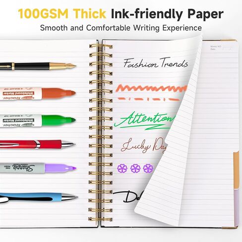 Huhuhero 5 Subject Notebook with Dividers, 240 Pages Pink Spiral Journal College Ruled, B5 Aesthetic Writing Journals for Women, Hardcover Notebooks for Work Note Taking, College Essentials in Saudi Arabia