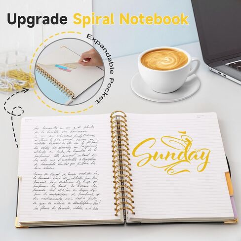 Huhuhero 5 Subject Notebook with Dividers, 240 Pages Pink Spiral Journal College Ruled, B5 Aesthetic Writing Journals for Women, Hardcover Notebooks for Work Note Taking, College Essentials in Saudi Arabia