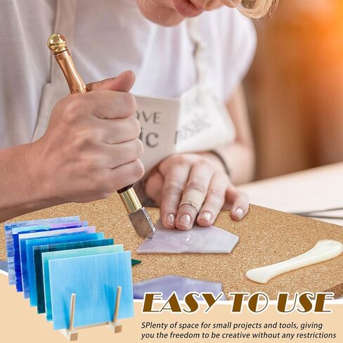 Juexica 4 قطع لوازم الزجاج الملون مجموعة 12 × 12 مقاومة للحرارة 1/2 سميكة الزجاج الملون سطح العمل 2 حامل الزجاج الملون تخزين رف الزجاج الملون FID الملمع مجموعة أدوات الزجاج الملون in Kuwait