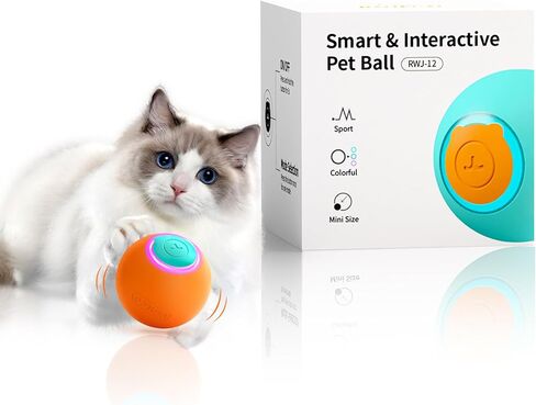 ROJECO Intelligent Interactive Cat Toys Ball with 3 Interactive Modes & LED Lights,Automatic Cat Moving Rolling Ball for Indoor Cat Kitten,Smart Cat Toy Self Rotating Ball Birthday Gift(2Pack) in Saudi Arabia